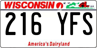 WI license plate 216YFS