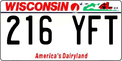 WI license plate 216YFT