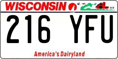 WI license plate 216YFU