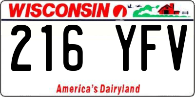 WI license plate 216YFV