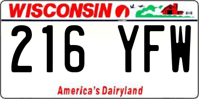 WI license plate 216YFW