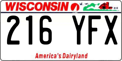 WI license plate 216YFX