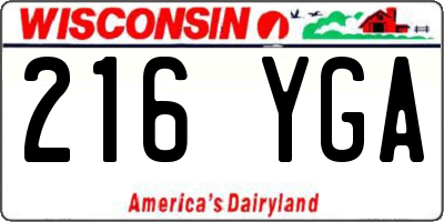 WI license plate 216YGA