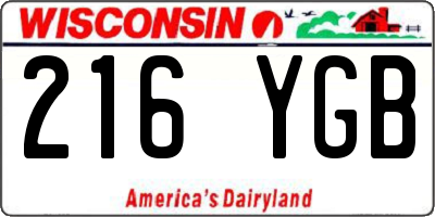 WI license plate 216YGB