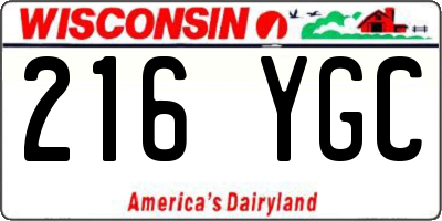 WI license plate 216YGC