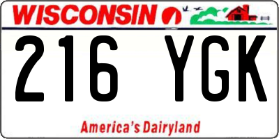 WI license plate 216YGK