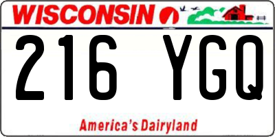 WI license plate 216YGQ
