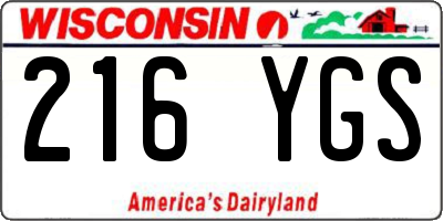 WI license plate 216YGS