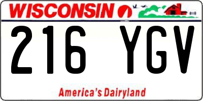 WI license plate 216YGV