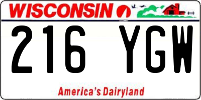 WI license plate 216YGW