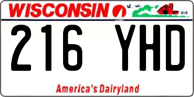 WI license plate 216YHD