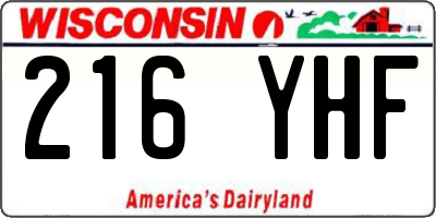 WI license plate 216YHF