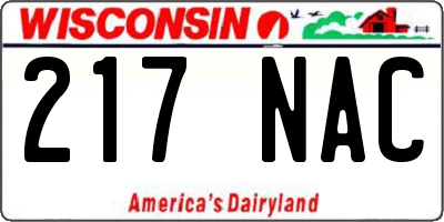 WI license plate 217NAC