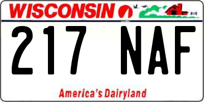 WI license plate 217NAF