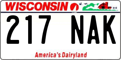 WI license plate 217NAK