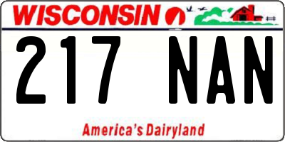 WI license plate 217NAN