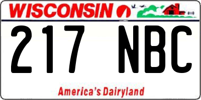 WI license plate 217NBC
