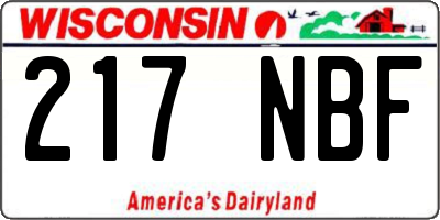 WI license plate 217NBF