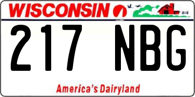 WI license plate 217NBG