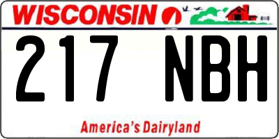 WI license plate 217NBH