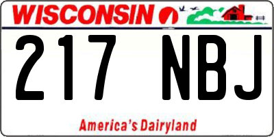 WI license plate 217NBJ