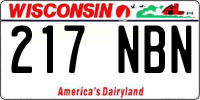 WI license plate 217NBN