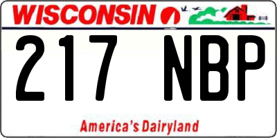 WI license plate 217NBP
