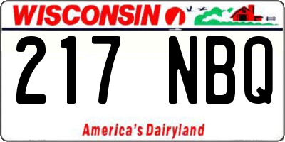 WI license plate 217NBQ