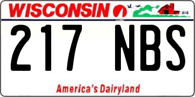 WI license plate 217NBS
