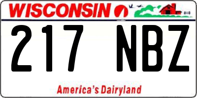 WI license plate 217NBZ