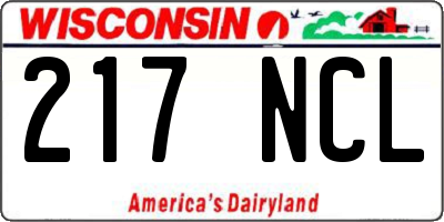 WI license plate 217NCL