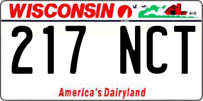 WI license plate 217NCT