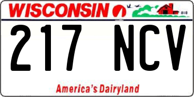 WI license plate 217NCV