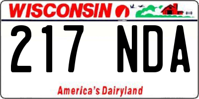 WI license plate 217NDA