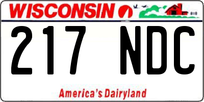 WI license plate 217NDC