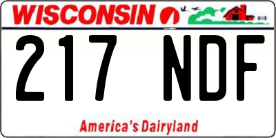 WI license plate 217NDF