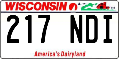WI license plate 217NDI