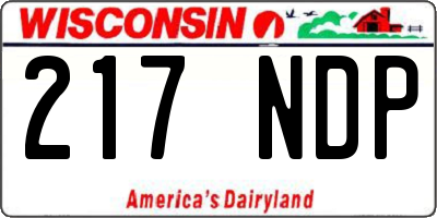WI license plate 217NDP