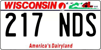 WI license plate 217NDS