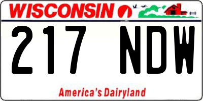 WI license plate 217NDW