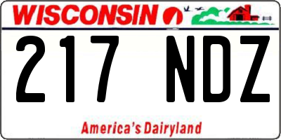 WI license plate 217NDZ