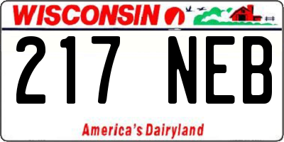 WI license plate 217NEB