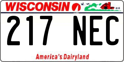 WI license plate 217NEC