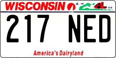 WI license plate 217NED