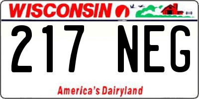 WI license plate 217NEG