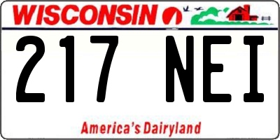 WI license plate 217NEI