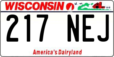 WI license plate 217NEJ