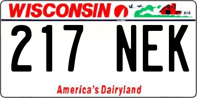 WI license plate 217NEK