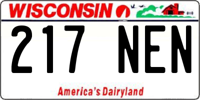 WI license plate 217NEN