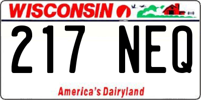 WI license plate 217NEQ
